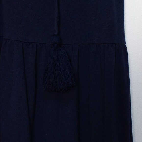 Lilly Pulitzer Malone Maxi Dress Navy Blue Tiered A-Line Tassels Size M Boho - Picture 7 of 13